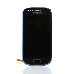 Vitre tactile, LCD, chassis et bouton home pour Galaxy S3 mini i8190, Blue
